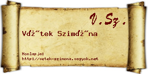 Vétek Szimóna névjegykártya